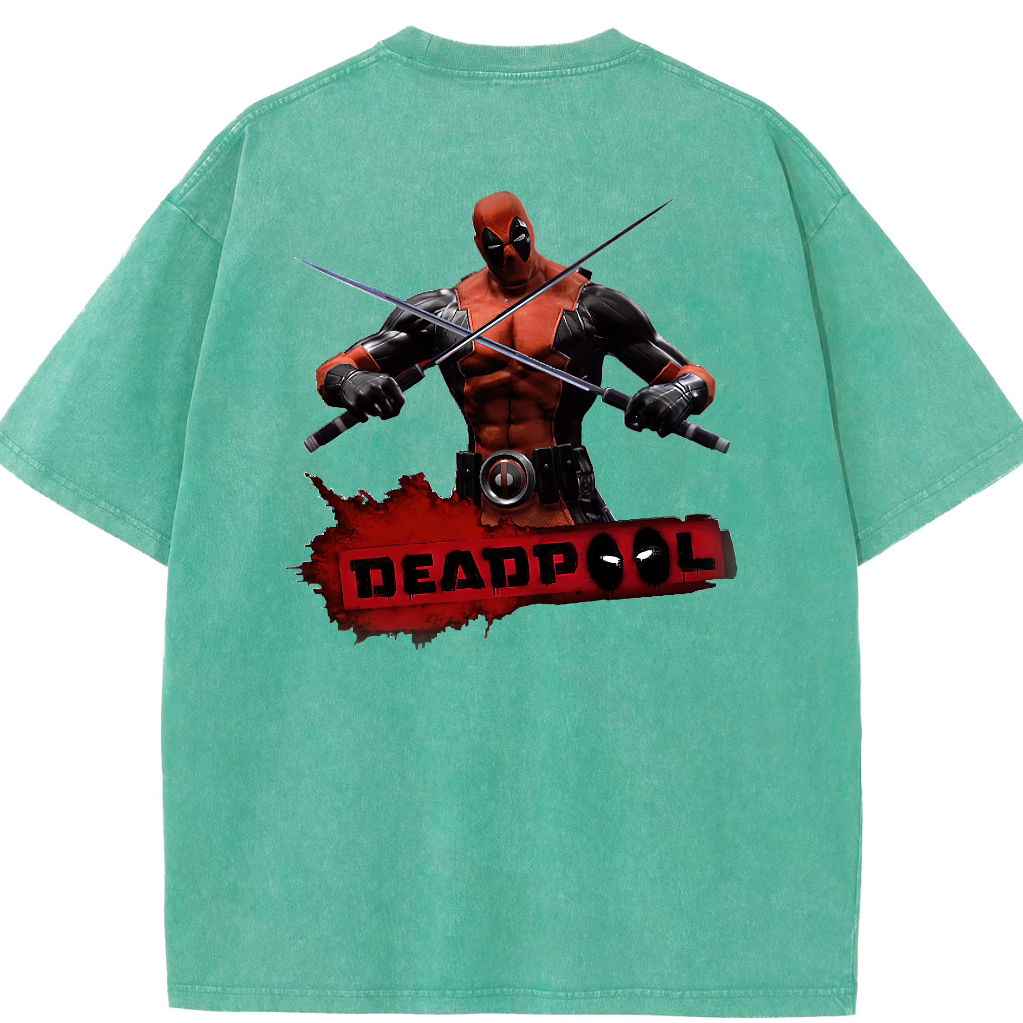 （画像用） Deadpool デッドプール 綿100% ヴィンテージ風 半袖Tシャツ（背面プリント）